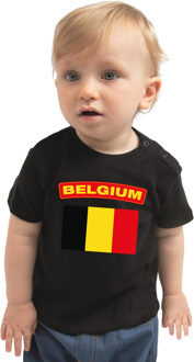 Bellatio Decorations Belgium / Belgie landen shirtje met vlag zwart voor babys 62 (1-3 maanden)