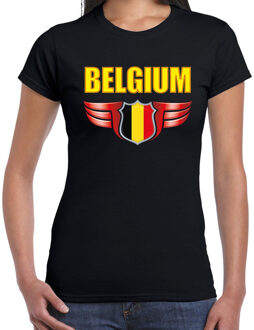 Bellatio Decorations Belgium landen t-shirt Belgie zwart voor dames - Belgie supporter shirt / kleding - EK / WK voetbal 2XL