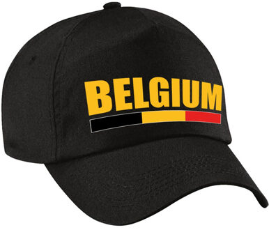 Bellatio Decorations Belgium supporter petje - baseballcap vlag Belgie - zwart - kinderen - klitteband