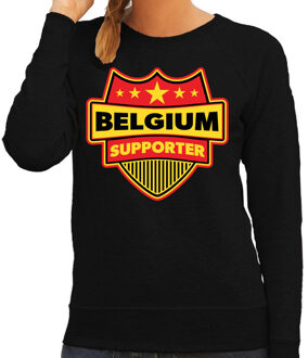 Bellatio Decorations Belgium supporter schild sweater zwart voor dames - Belgie landen sweater / kleding - EK / WK / Olympische spelen outfit 2XL