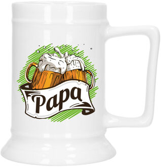 Bellatio Decorations Bellatio Decoration Cadeau Bierpul voor papa - groen - keramiek - 530 ml - Vaderdag