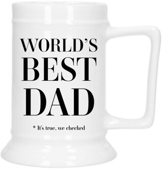 Bellatio Decorations Bellatio Decoration Cadeau Bierpul voor papa - zwart - beste vader - keramiek - 530 ml - Vaderdag