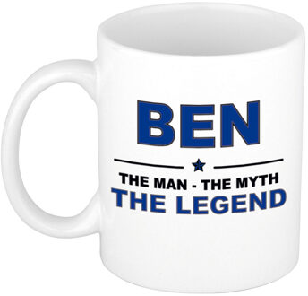 Bellatio Decorations Ben cadeau mok - man myth legend - naam koffiemok / beker - wit en blauw - 300 ml