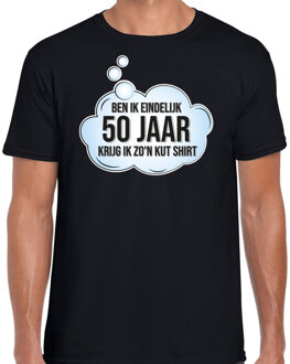 Bellatio Decorations Ben ik eindelijk 50 jaar / Abraham verjaardag cadeau t-shirt / shirt - zwart - voor heren - 50ste verjaardag kado shirt / outfit / 50 jaar S