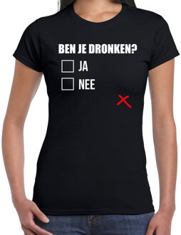 Bellatio Decorations Ben je dronken checkboxjes drank fun t-shirt zwart voor dames 2XL