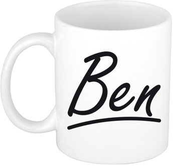 Bellatio Decorations Ben voornaam kado beker / mok sierlijke letters - gepersonaliseerde mok met naam - Naam mokken Multikleur