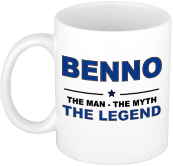 Bellatio Decorations Benno cadeau mok - man myth legend - naam koffiemok / beker - wit en blauw - 300 ml Donkerblauw