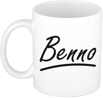 Bellatio Decorations Benno voornaam kado beker / mok sierlijke letters - gepersonaliseerde mok met naam - Naam mokken Multikleur