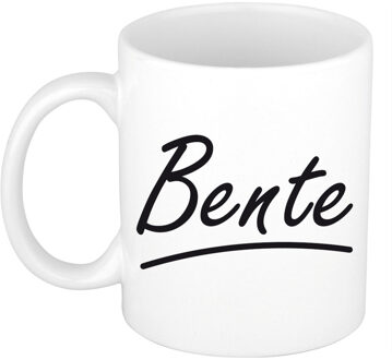 Bellatio Decorations Bente voornaam kado beker / mok sierlijke letters - gepersonaliseerde mok met naam - Naam mokken Multikleur