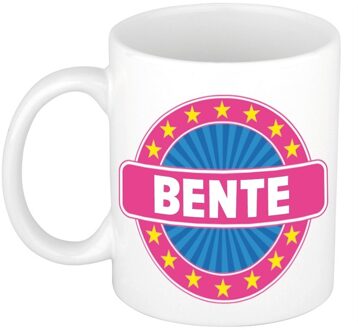 Bellatio Decorations Bente voornaam koffiemok - beker - wit/roze - 300 ml - Cadeau - Dames - Collega - Moederdag Multi