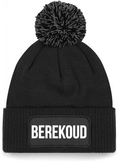 Bellatio Decorations Berekoud muts met pompon - unisex - one size - zwart - apres-ski muts One size