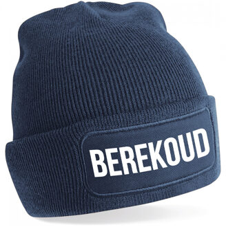 Bellatio Decorations Berekoud muts - unisex - one size - navy - apres-ski muts One size