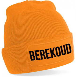 Bellatio Decorations Berekoud muts - unisex - one size - oranje - apres-ski muts One size