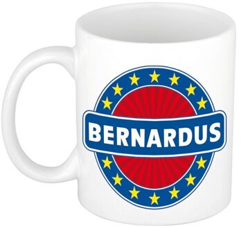 Bellatio Decorations Bernardus voornaam koffiemok - beker - wit/blauw - 300 ml - Cadeau - Heren - Collega - Vaderdag