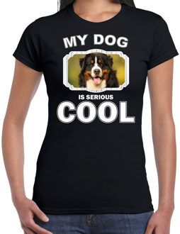 Bellatio Decorations Berner sennen honden t-shirt my dog is serious cool zwart - dames - Berner sennens liefhebber cadeau shirt 2XL