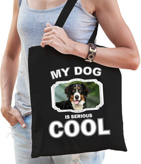 Bellatio Decorations Berner Sennen honden tasje zwart volwassenen en kinderen - my dog serious is cool kado boodschappent