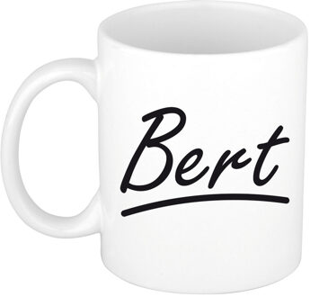 Bellatio Decorations Bert Naam koffiemok - beker - met sierlijke letters - wit - 300 ml - Cadeau - Heren