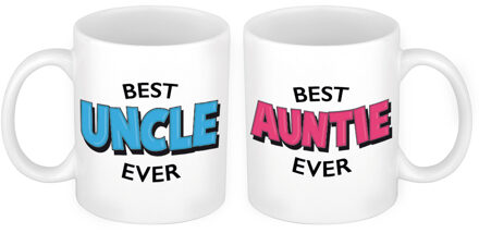 Bellatio Decorations Best Auntie en Best Uncle mok - Cadeau beker set voor Oom en Tante