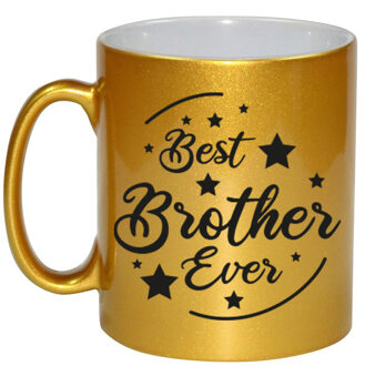 Bellatio Decorations Best Brother Ever cadeau mok / beker goudglanzend 330 ml - feest mokken Goudkleurig