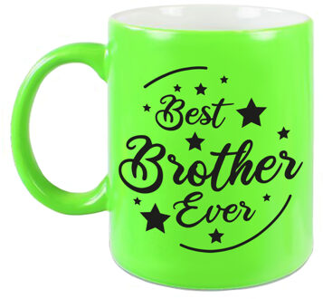 Bellatio Decorations Best Brother Ever cadeau mok / beker neon groen 330 ml - feest mokken