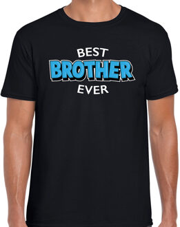 Bellatio Decorations Best brother ever cadeau t-shirt - beste broer ooit shirt - zwart met blauwe en witte letters - voor heren - verjaardag shirt / cadeau t-shirt voor broers 2XL