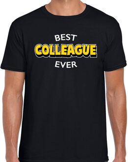 Bellatio Decorations Best colleague ever / beste collega ooit cadeau t-shirt  - zwart met gele en witte letters - voor heren - verjaardag shirt / kado shirt voor collegas 2XL