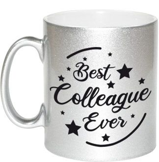 Bellatio Decorations Best colleague ever koffiemok - theebeker - 330 ml - zilverkleurig
