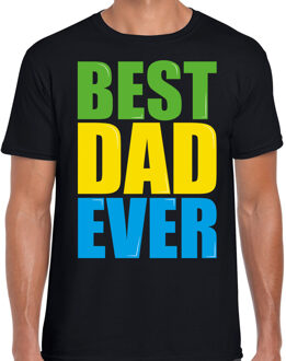 Bellatio Decorations Best dad ever / Beste vader ooit fun t-shirt zwart heren 2XL