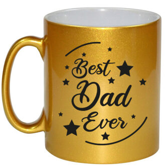 Bellatio Decorations Best Dad Ever cadeau mok / beker goudglanzend 330 ml - feest mokken Goudkleurig