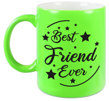 Bellatio Decorations Best Friend Ever cadeau mok / beker neon groen 330 ml - feest mokken