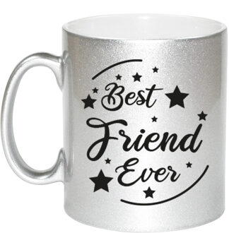 Bellatio Decorations Best Friend Ever cadeau mok / beker zilverglanzend 330 ml - feest mokken Zilverkleurig