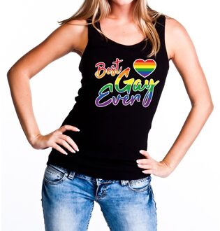 Bellatio Decorations Best gay ever regenboog gaypride tanktop/mouwloos shirt dames Zwart