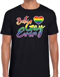 Bellatio Decorations Best gay ever regenboog pride shirt zwart voor heren 2XL