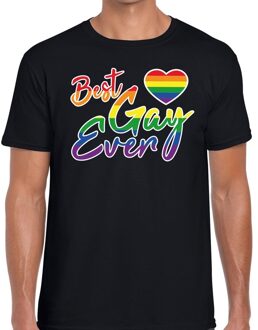 Bellatio Decorations Best gay ever regenboog pride shirt zwart voor heren