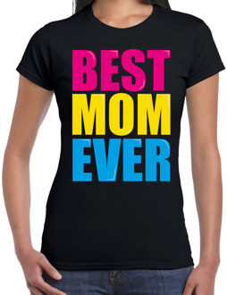 Bellatio Decorations Best mom ever / Beste moeder ooit fun t-shirt zwart dames 2XL