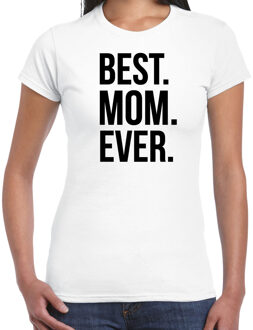 Bellatio Decorations Best mom ever punt t-shirt wit voor dames - moederdag cadeau shirt mama 2XL