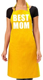 Bellatio Decorations Best Mom keukenschort geel voor dames / moederdag Roze