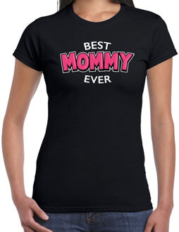 Bellatio Decorations Best mommy ever / beste moeder ooit cadeau t-shirt / shirt - zwart met roze en witte letters - voor dames - moederdag / verjaardag kado shirt 2XL