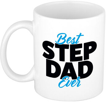 Bellatio Decorations Best step dad ever mok / beker wit 300 ml - Cadeau mokken - Papa/ Vaderdag - feest mokken