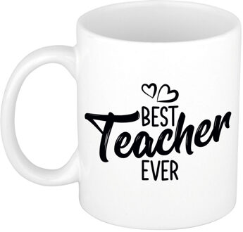 Bellatio Decorations Best teacher ever leraren cadeau mok / beker wit