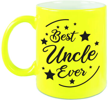 Bellatio Decorations Best Uncle Ever cadeau koffiemok / theebeker neon geel 330 ml