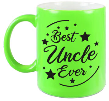 Bellatio Decorations Best Uncle Ever cadeau mok / beker neon groen 330 ml - verjaardag / bedankje - kado oom - feest mokken