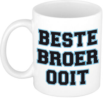 Bellatio Decorations Beste broer ooit koffiemok - cadeau - wit met blauw - verjaardag - beker - bedankt broertje