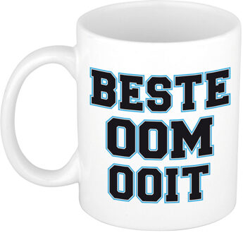 Bellatio Decorations Beste oom ooit cadeau mok / beker wit en blauw - verjaardag / bedankt kado oom - feest mokken