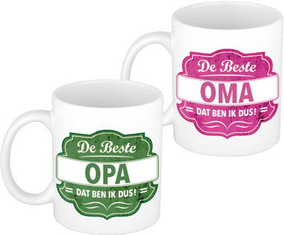 Bellatio Decorations Beste opa/oma verjaardag cadeau drinkmokken set - 300 ml - Keramiek