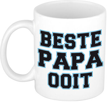 Bellatio Decorations Beste papa ooit cadeau mok / beker wit en blauw - cadeau Vaderdag / verjaardag - feest mokken