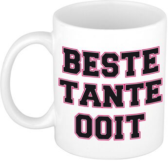 Bellatio Decorations Beste tante ooit cadeau mok / beker wit en roze - verjaardag / bedankt kado tante - feest mokken