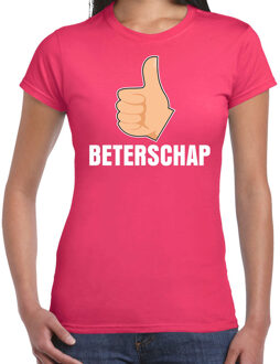 Bellatio Decorations Beterschap duim omhoog cadeau shirt roze voor dames XS