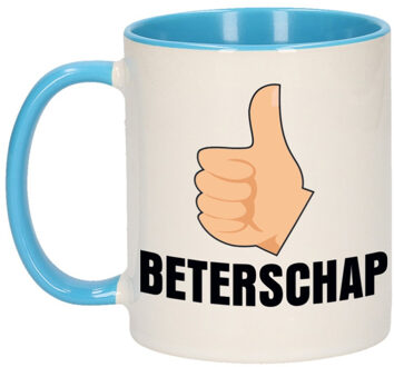 Bellatio Decorations Beterschap duimpje omhoog cadeau mok / beker blauw 300 ml