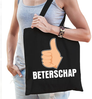 Bellatio Decorations Beterschap katoenen cadeau tas zwart voor dames